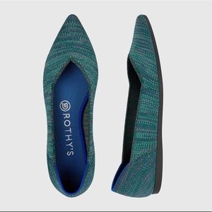Rothys aqua heather pointed toe flats